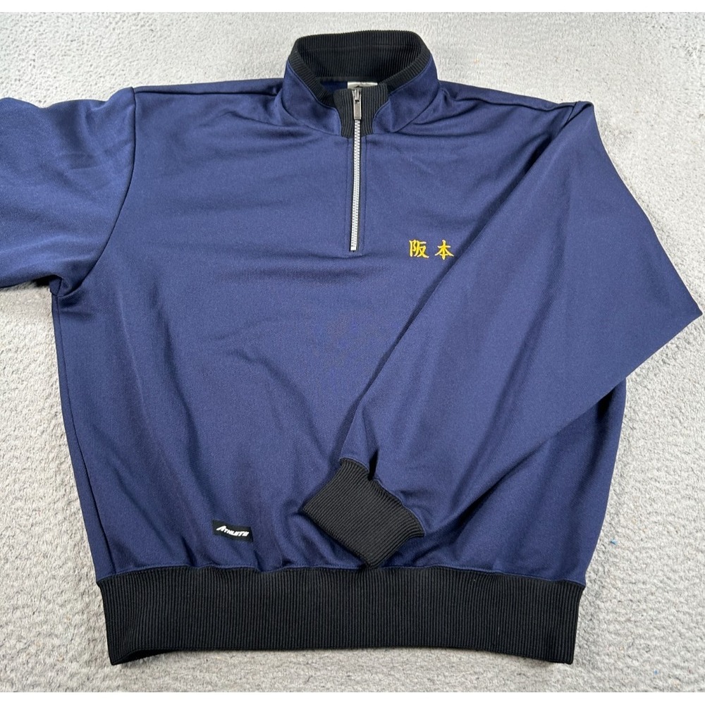 Mizuno Jaspo‎ Sweatshirt Men's Blue Ribbed Athletic Quarter Zip Performance
